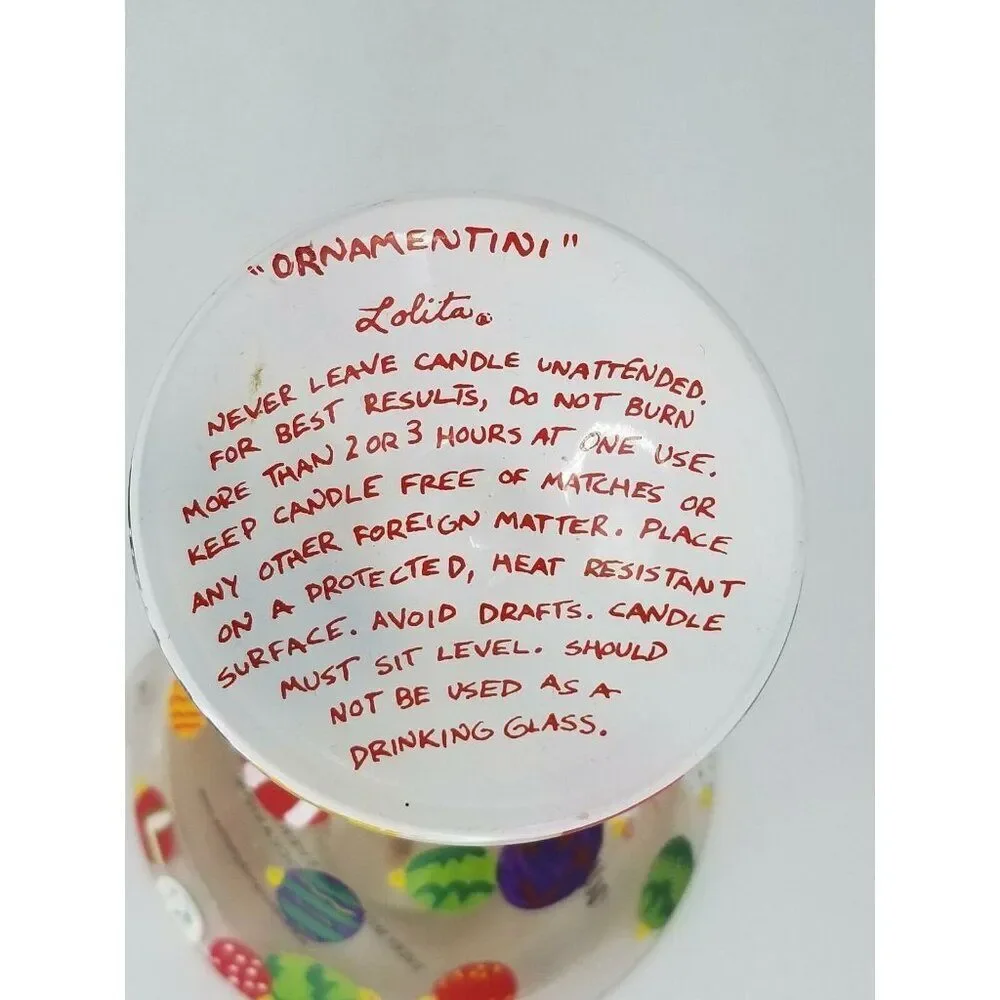 Lolita Handpainted Martini Glass 7 OZ Candle Ornament Flirtini Holiday New Lot 2